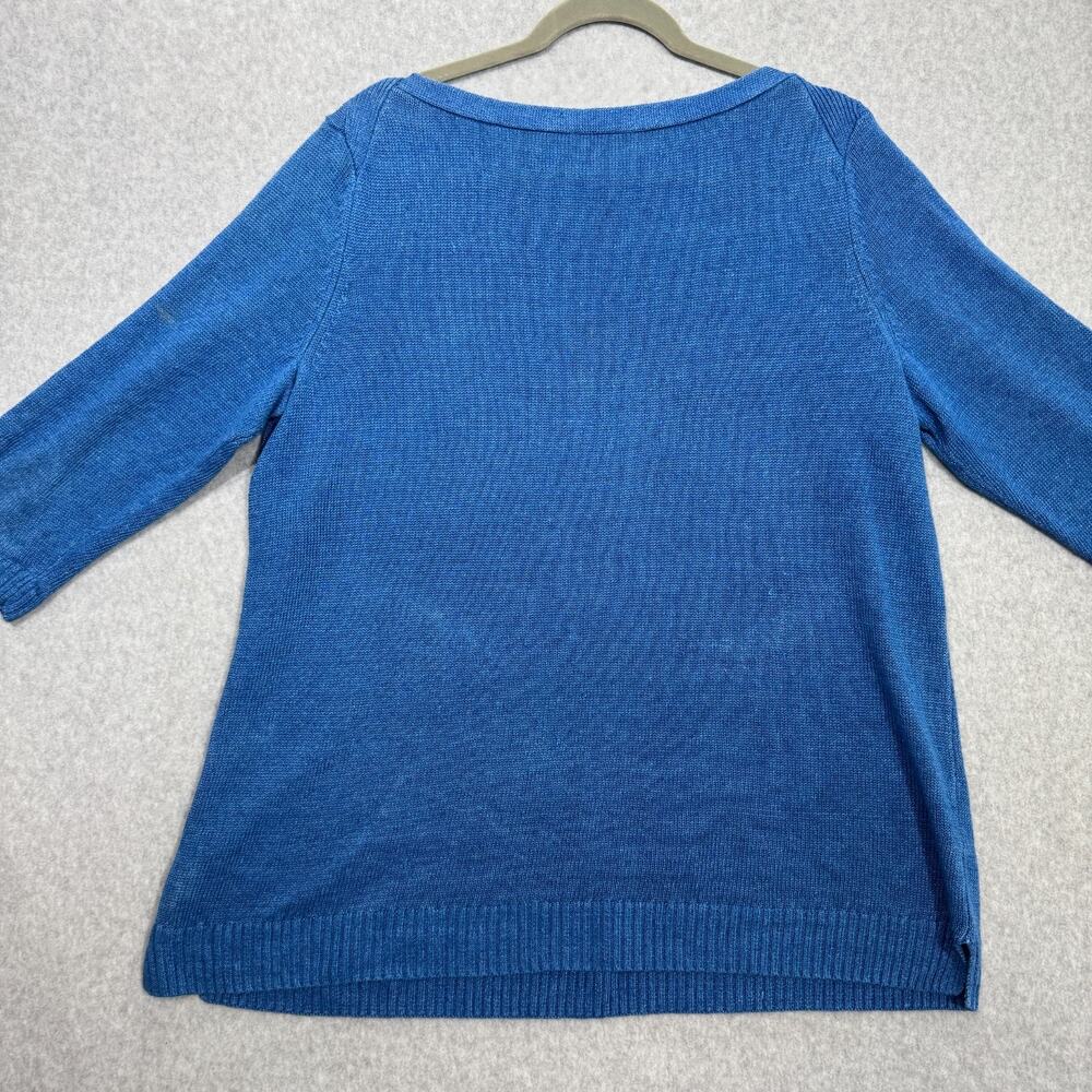 Talbots 100% Linen Coastal Boat Neck Sweater Sz 1X Blue Quiet Luxury Vacation - Picture 3 of 10